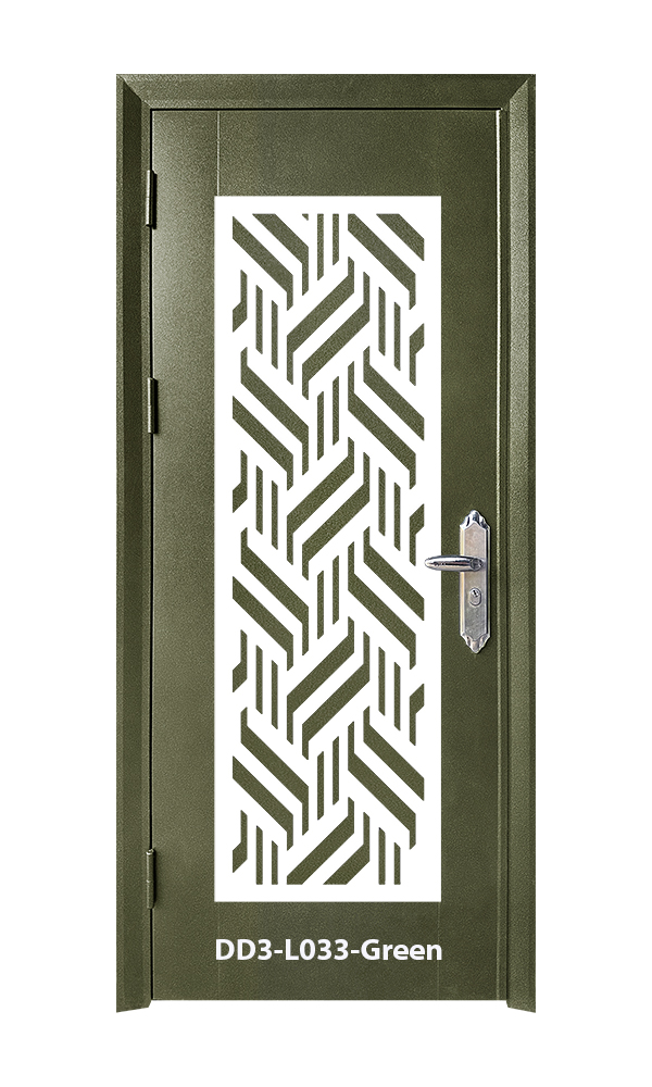 SECURITY DOOR IN DOOR 3'x7'<br> - Laser Cut Design -  DD3-L033-Green